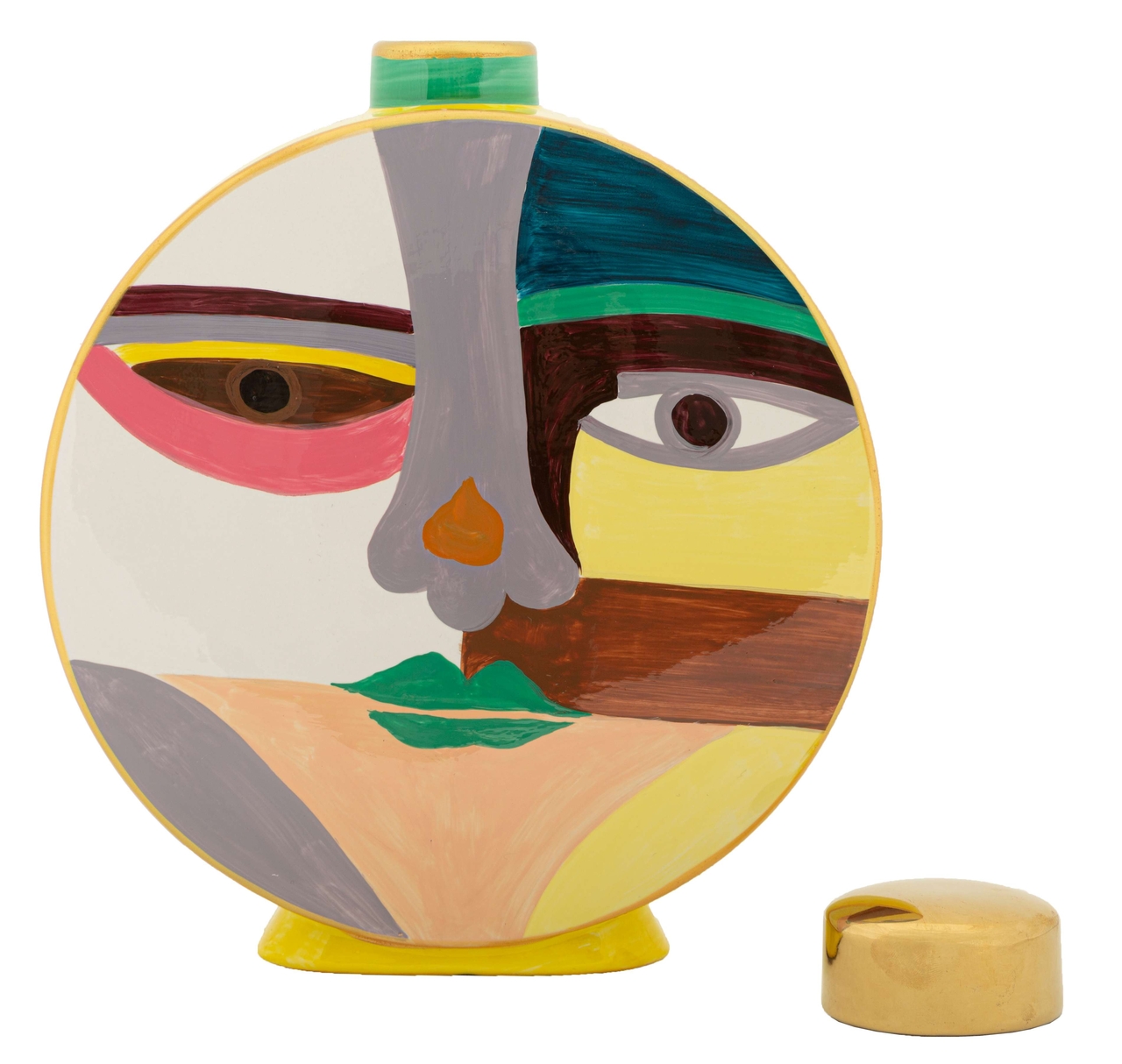Vas decorativ Piccassy Round, Mauro Ferretti, 28x9x33 cm, ceramica, multicolor