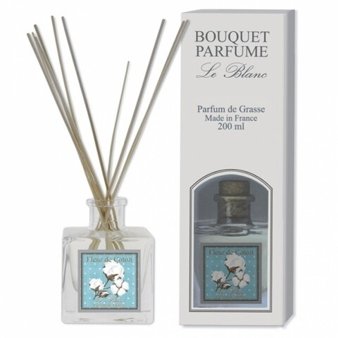 Difuzor cu parfum de camera si betisoare, Le Blanc, 200 ml, flori de bumbac