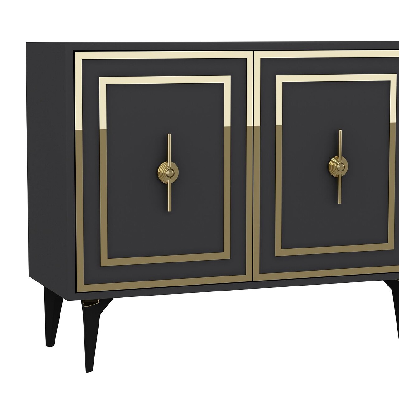 Consola, Hanah Home, Samba, 180x78.6x35 cm, PAL , Antracit / Aur - view 5