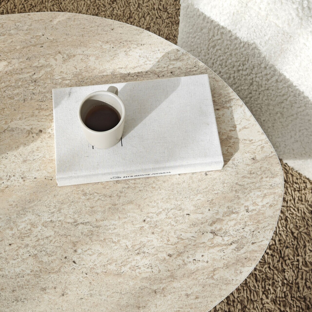 Masuta de cafea, Hanah Home, Rock, 100x35x60 cm, PAL, Travertin / Nuc — imaginea 7