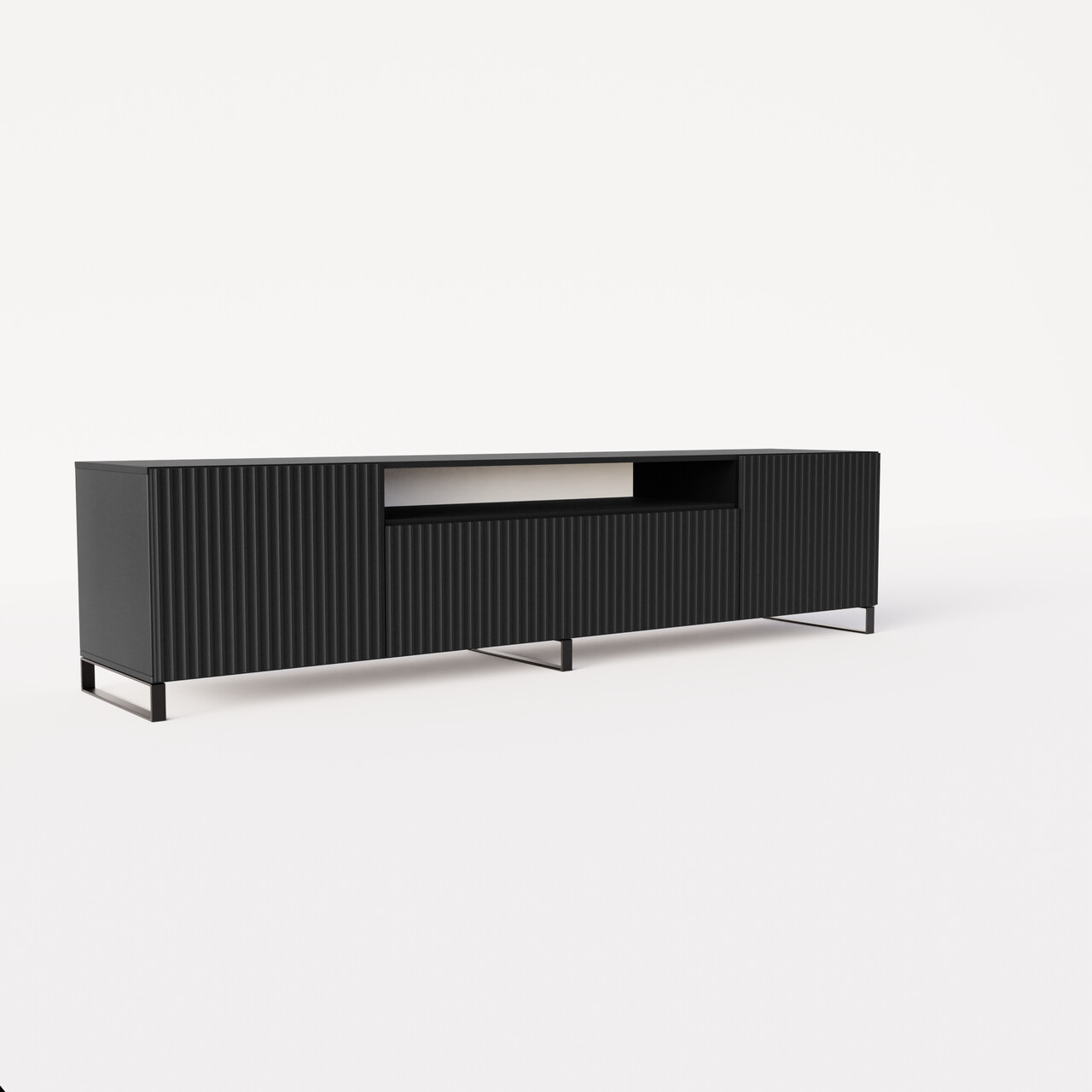 Comoda TV ADRK, Noemi, 200x41x53 cm, PAL melaminat/MDF, negru — imaginea 3