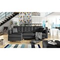 Coltar extensibil reversibil 3 locuri ELTAP, AsgL-03, Asgard, 248x162x93 cm, lemn/poliester, negru