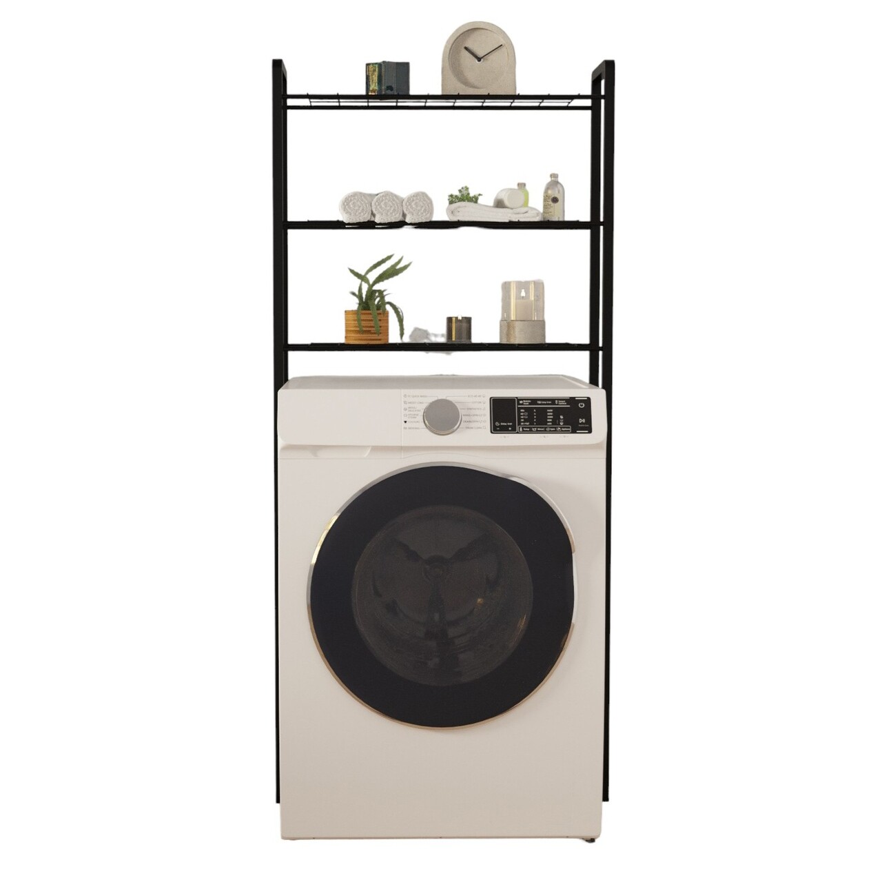 Dulap masina de spalat, Puqa Design, Nigel, 24x68x150 cm, Metal, Negru - 2 | YEO