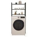 Dulap masina de spalat, Puqa Design, Nigel, 24x68x150 cm, Metal, Negru