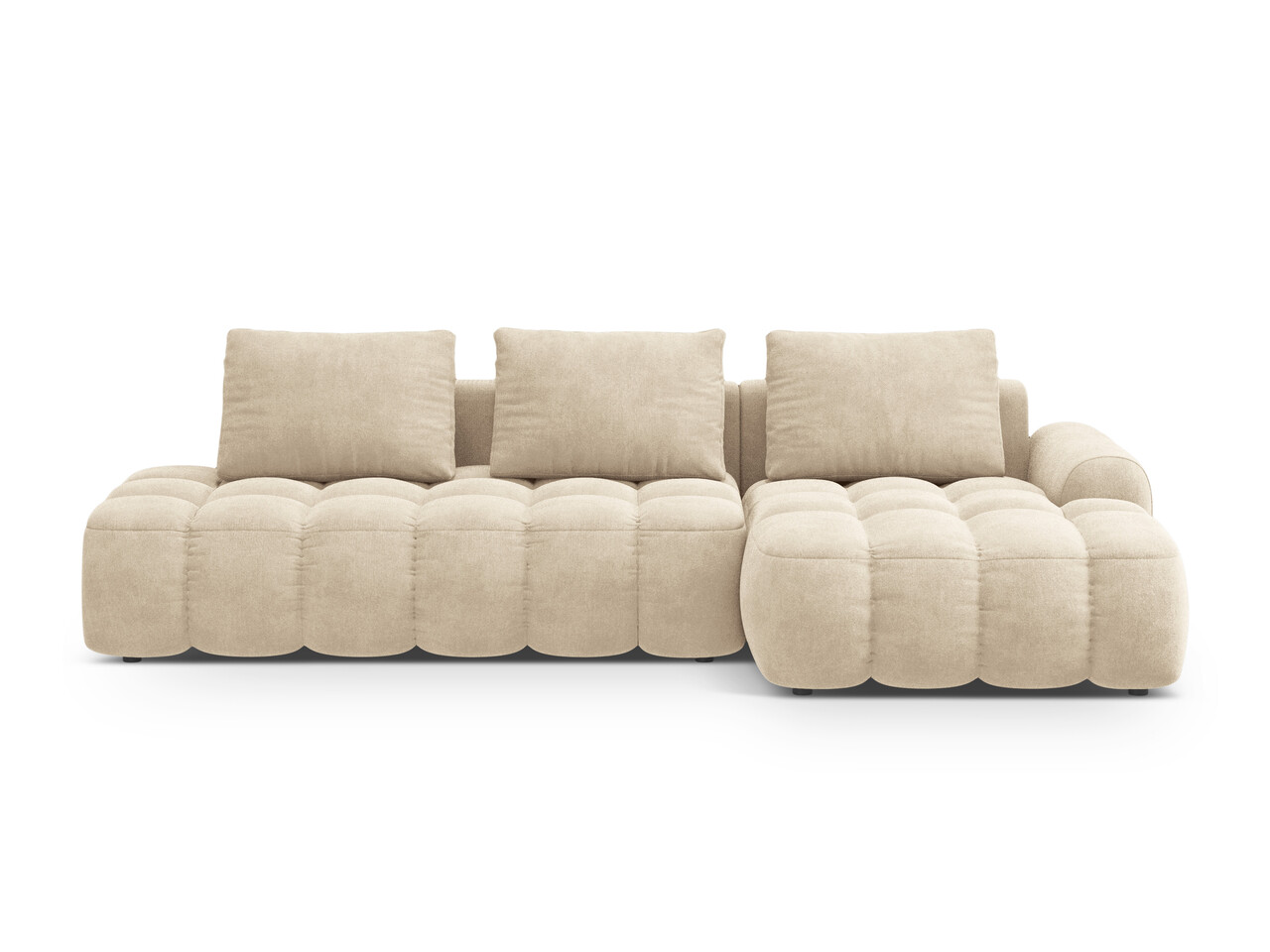 Coltar extensibil dreapta 3 locuri, Linz, Cosmopolitan Design, 275x142x84 cm, cotiera stanga, catifea, bej deschis