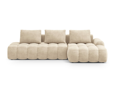 Coltar extensibil dreapta 3 locuri, Linz, Cosmopolitan Design, 275x142x84 cm, cotiera stanga, catifea, bej deschis