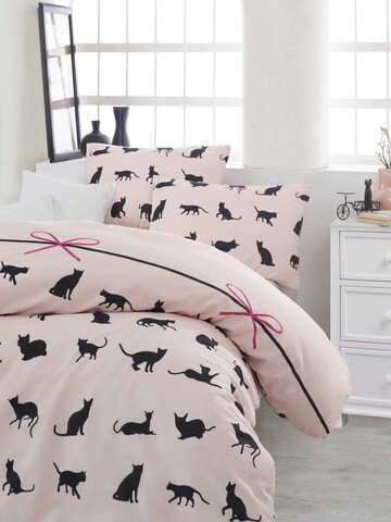 Lenjerie de pat dubla, Eponj Home, Cats Powder, 4 piese, amestec bumbac, multicolor Eponj Home