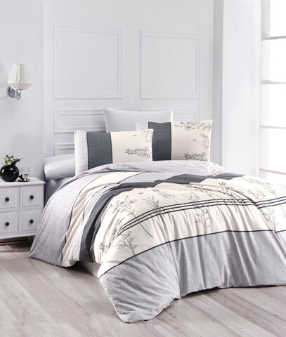 Lenjerie de pat pentru o persoana Single XL (DE), Pine – Grey, Life Style, Bumbac Ranforce Life Style