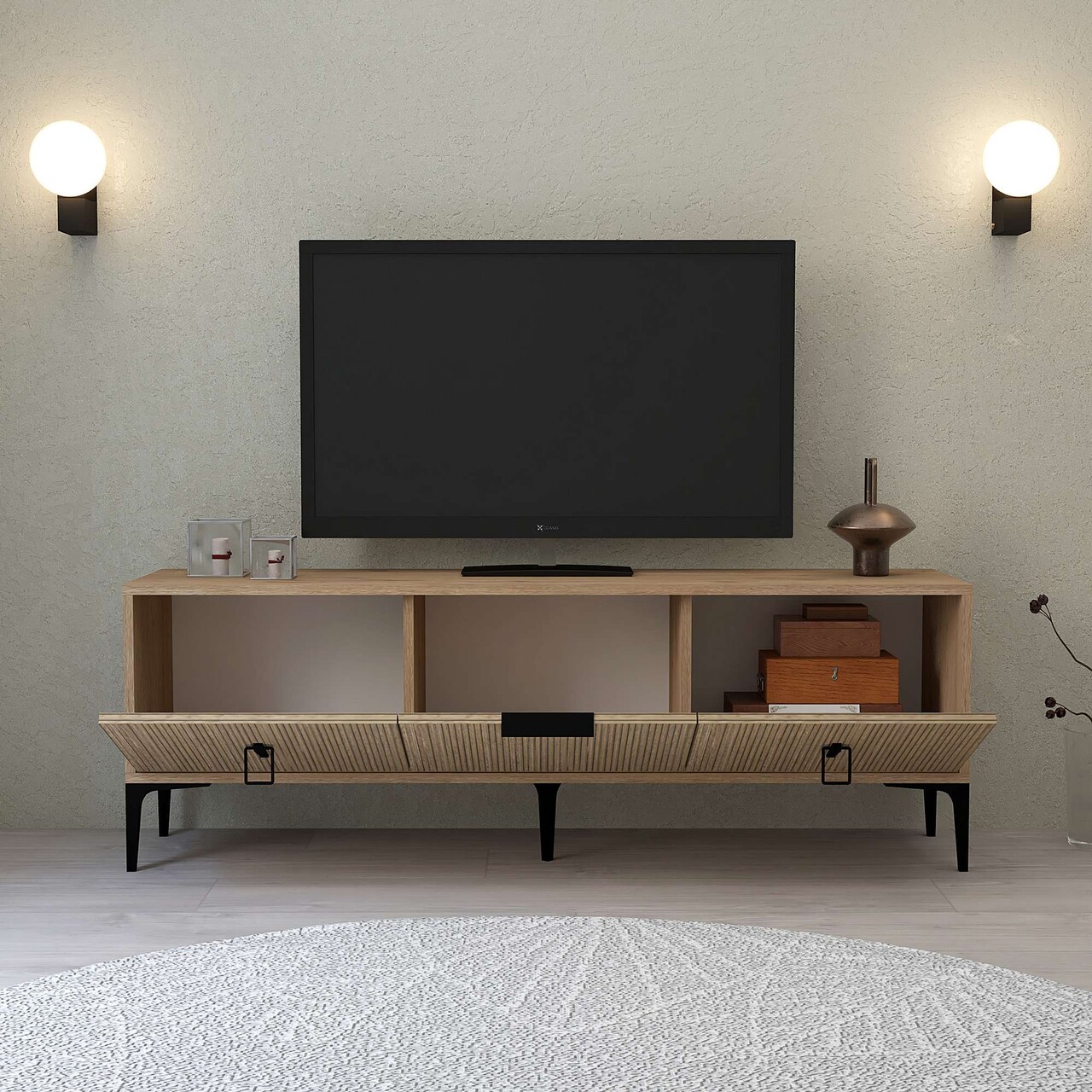 Comoda TV, Hanah Home, 3503 Neva, 150x49.5x35 cm, PAL, Maro - view 2