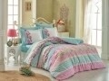Lenjerie de pat pentru o persoana, 3 piese, 100% bumbac poplin, Hobby, Scarlet Turquoise, multicolora