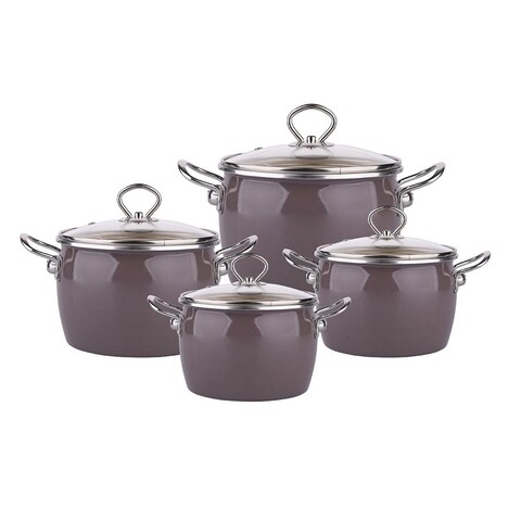 Set pentru gatit Balbina, Silesia, 8 piese, email, gri