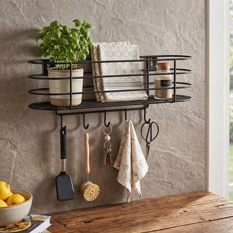 Raft de perete, Hanah Home, Tere, 34x19x10 cm, Negru