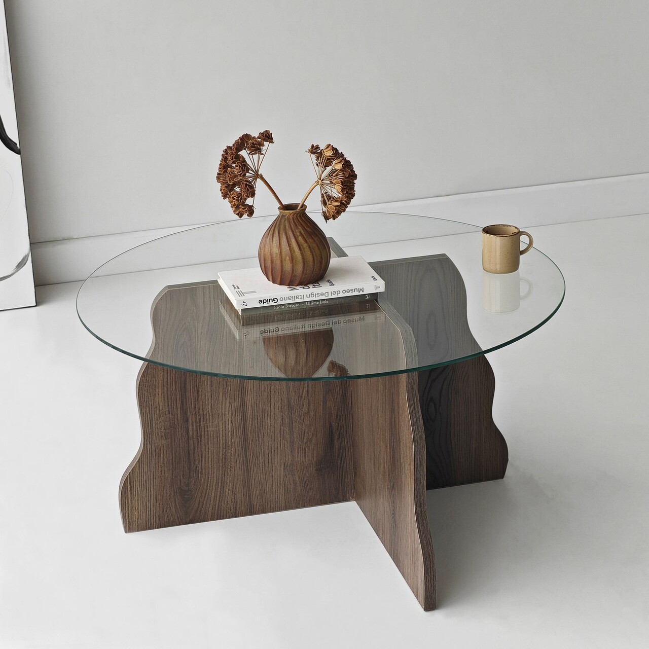 Masuta de cafea, Hanah Home, Butterfly, 75x40x75 cm, Nuc / Transparent - view 7