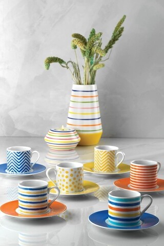 Set de cafea kutahya porselen, ru12kt42011334, 12 piese, portelan