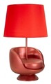 Lampa de masa Midcentury, Mauro Ferretti, 1 x E27, 40W, 26x43 cm, polirasina/fier, rosu