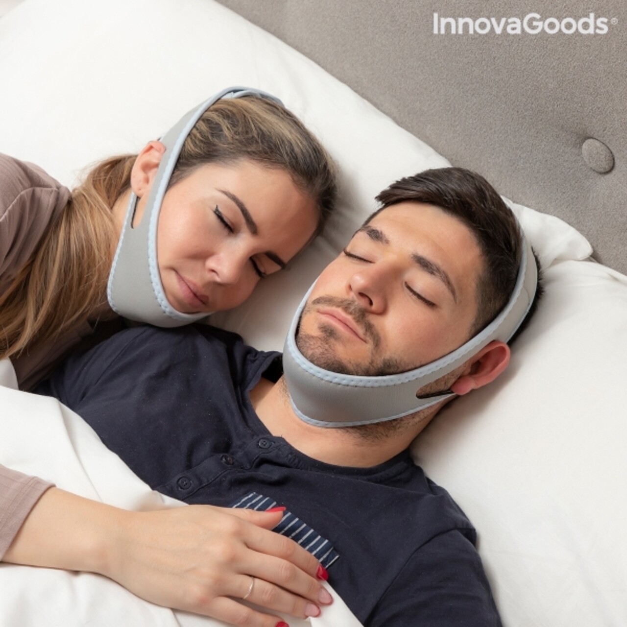 Banda Anti-sforait Stosnore InnovaGoods, Neopren/poliester, Gri