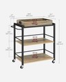 Carucior de servire  cu tava detasabila, Vasagle, 72x40x86 cm, max 60 kg, PAL/otel, maro