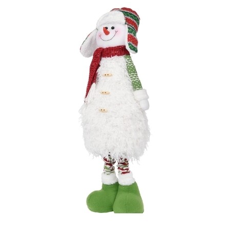 Decoratiune luminoasa Snowman, 18x70 cm, poliester, alb/rosu