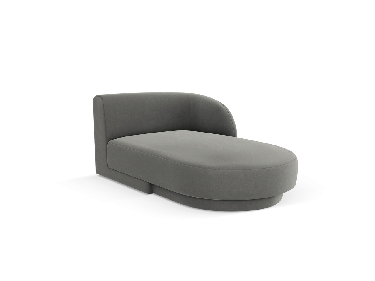 Sezlong living dreapta 2 locuri, Miley, Micadoni Home, BL, 155x92x74 cm, catifea, gri deschis - 1 | YEO
