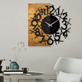 Ceas de perete, Wooden Clock 26, Lemn/metal, Dimensiune: 59 x 3 x 58 cm, Nuc / Negru