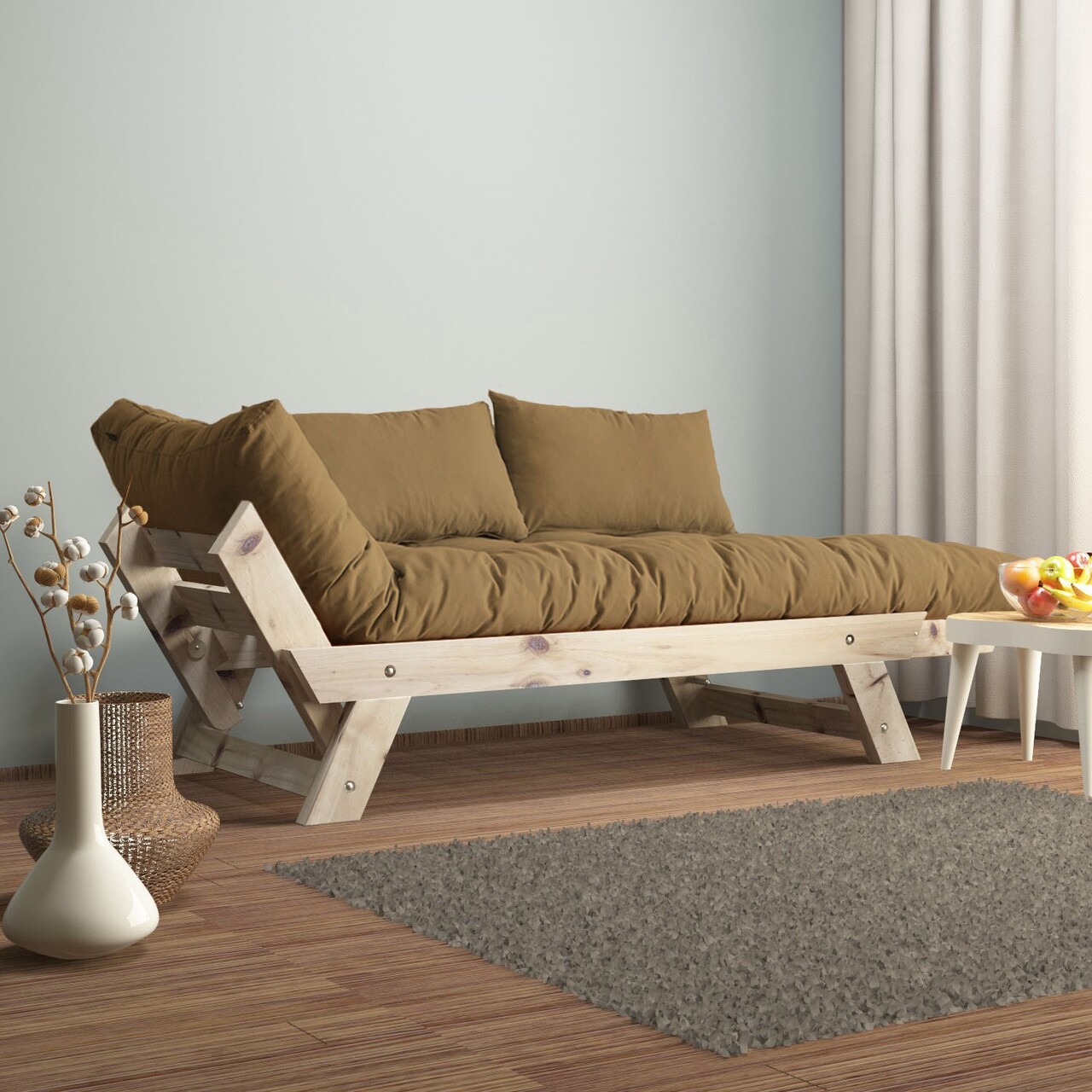 Canapea de gradina cu 2 locuri, Hanah Home, CPT8122-210, Natural / Cămilă - view 2