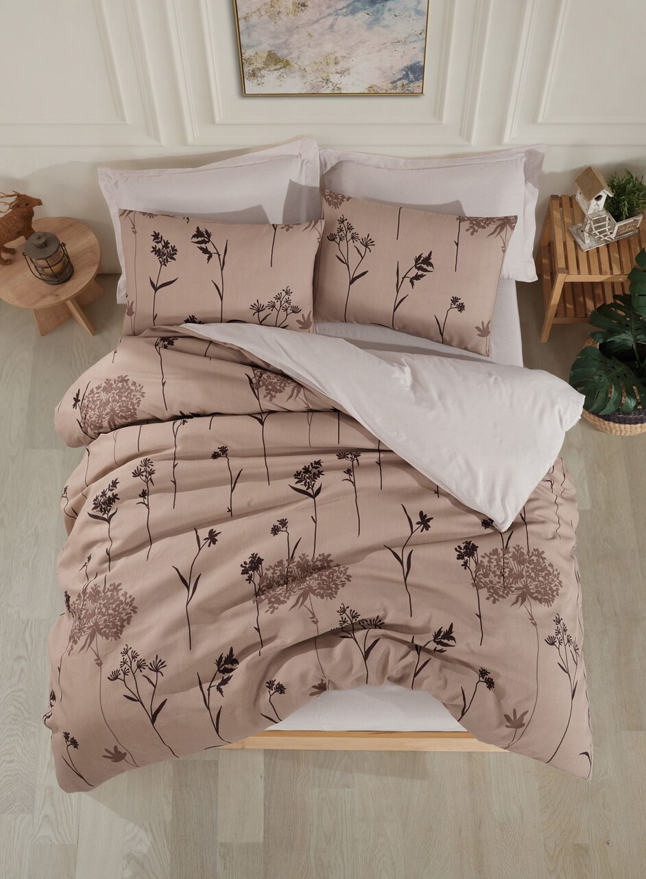 Lenjerie de pat dubla (DE) 3 piese L'essentiel Maison Efil 65% bumbac/35% poliester Maro