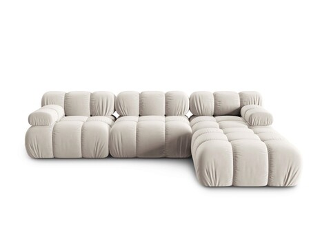 Canapea modulara 4 locuri, Bellis, Micadoni Home, BL, 282x188x63 cm, catifea, bej deschis