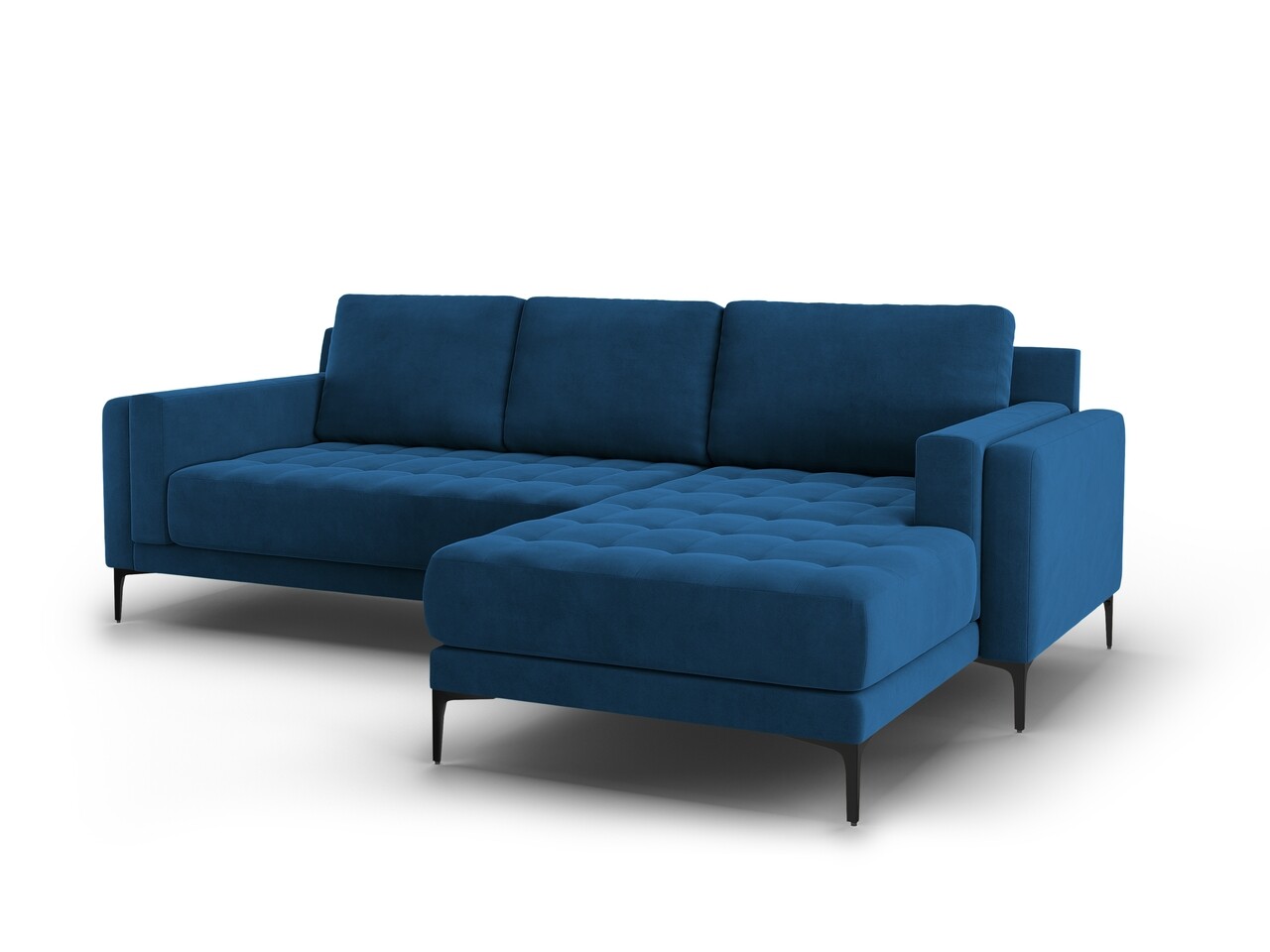 Coltar Dreapta, Orrino, Mazzini Sofas, 4 Locuri, 242x164x82 Cm, Catifea, Albastru Regal