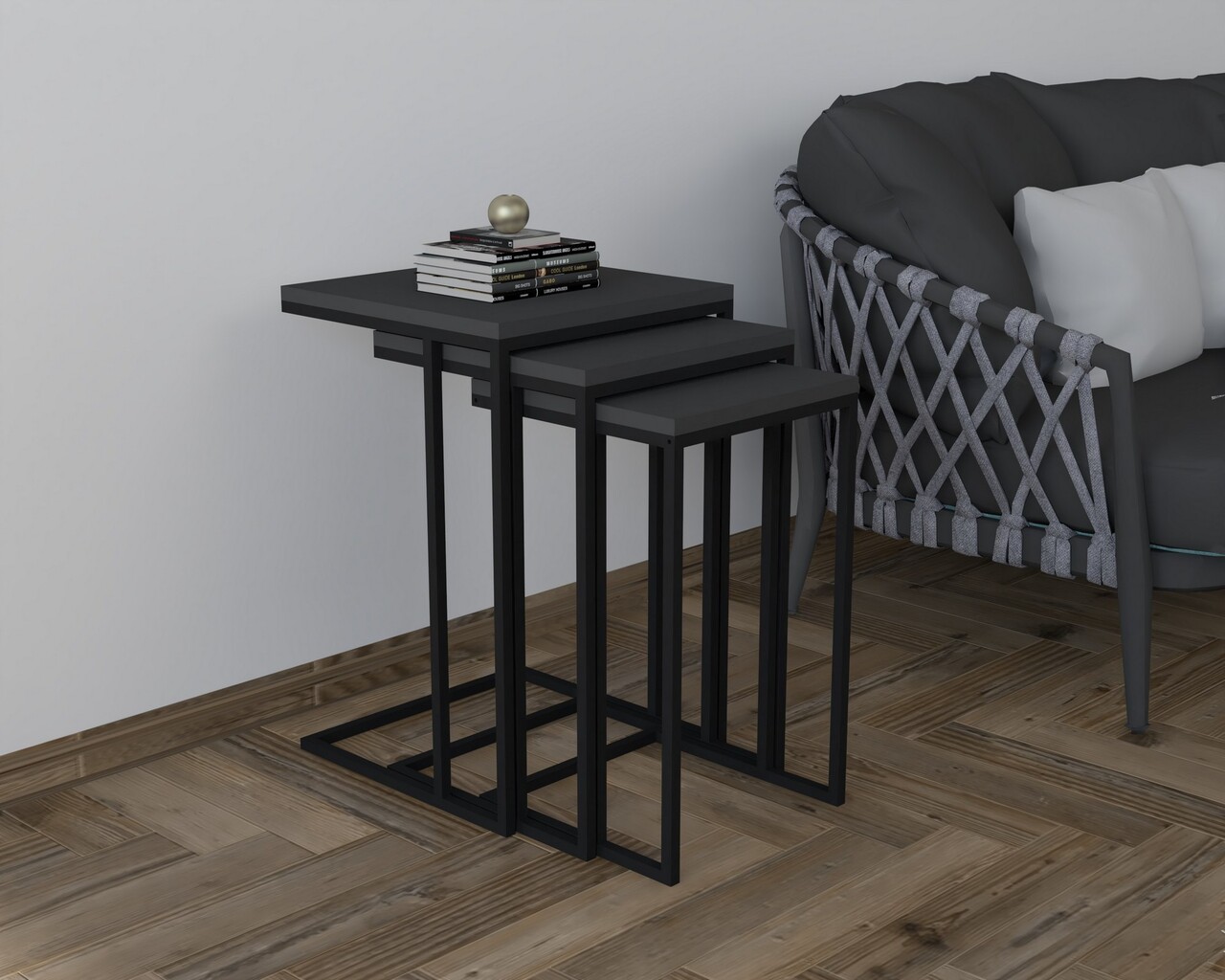 Masute, Puqa Design, Stoli, PAL, Negru / Antracit - 1 | YEO