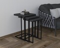 Set masute 3 piese, Puqa Design, Stoli, PAL, Negru / Antracit