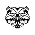 Decoratiune de perete, Raccoon, Metal, Dimensiune: 53 x 47 cm, Negru