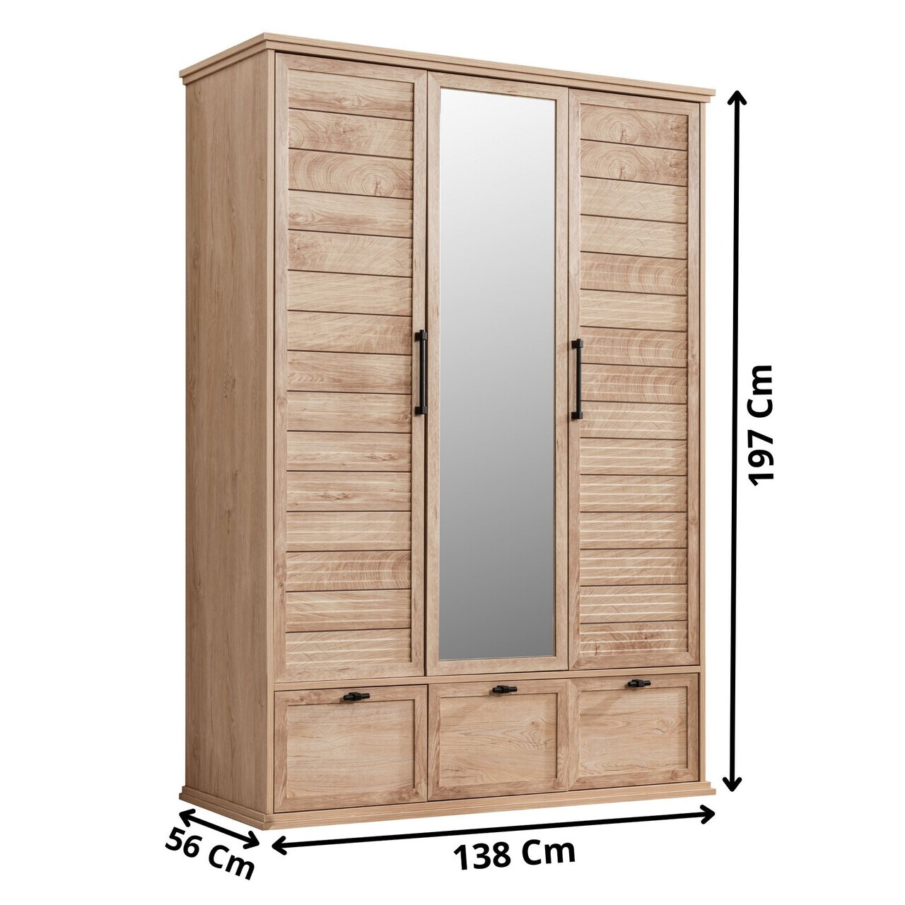 Dulap pentru haine, Hanah Home, Polo 3, 138x197x56 cm, PAL, Maro - view 8