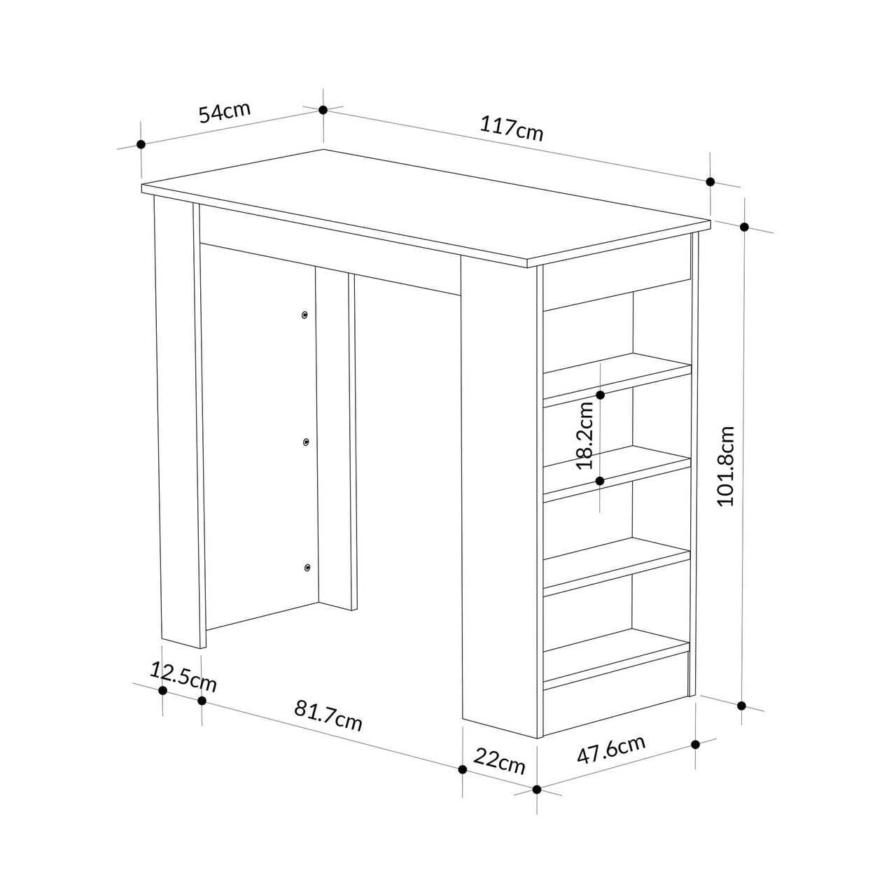 Masa de bar, Hanah Home, Swallow, 117x102x54 cm, Indicatori / Alb - view 4