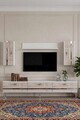 Comoda TV, Hanah Home, Ilay, 180x41x30 cm, White / Travertine / Silver