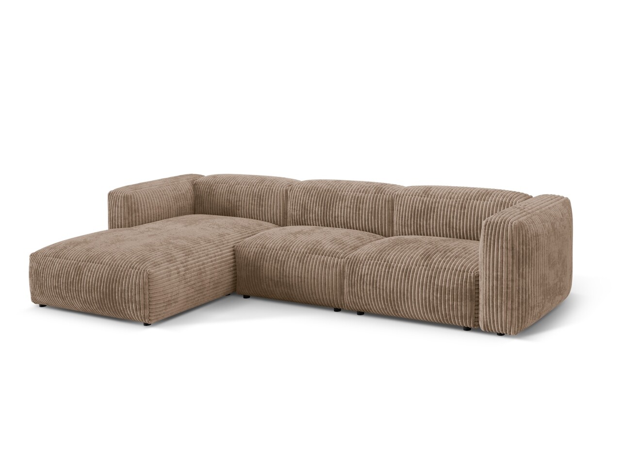 Coltar modular stanga 3 locuri, Martina-212, Micadoni Home, 332x176x75 cm, velur, maro ghinda - 1 | YEO