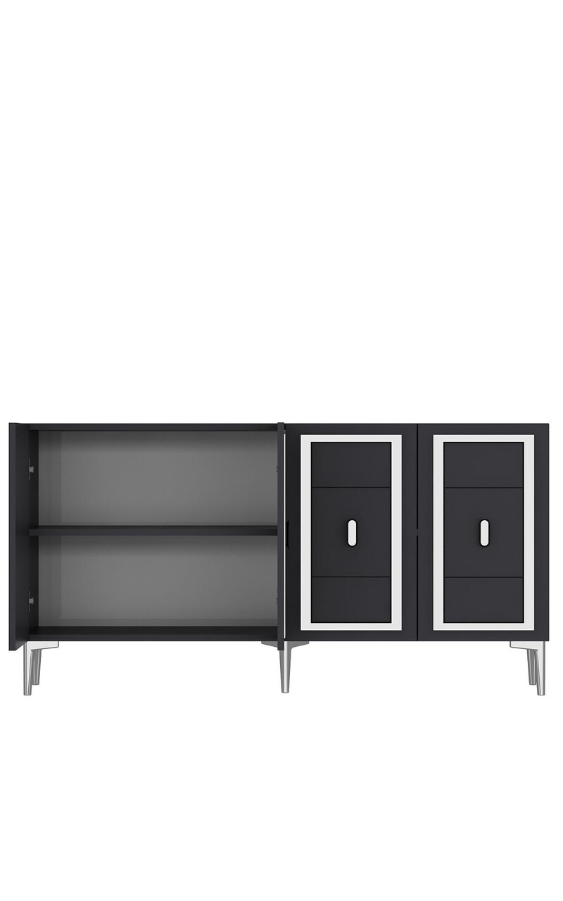 Consola, Hanah Home, Orion, 150x75x35 cm, PAL , Antracit / Argintiu - view 6