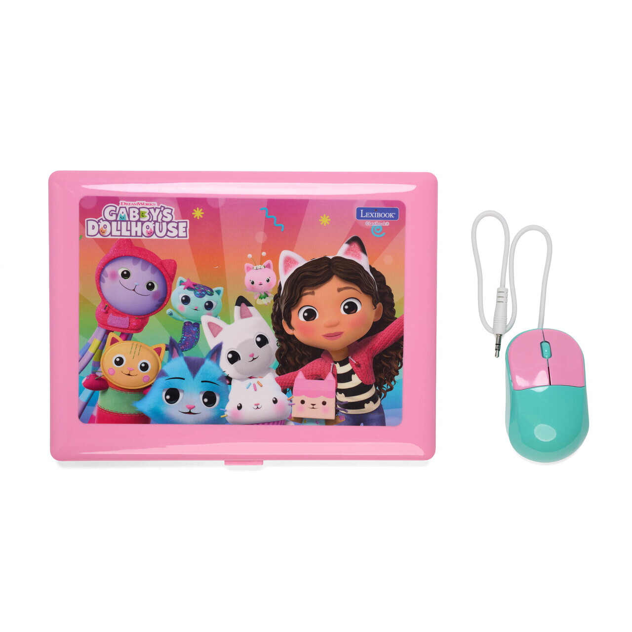 Laptop educational bilingv Ro/En pentru copii Gabby, LEXIBOOK, 5.1x9.7 cm, roz/verde - imagine 3