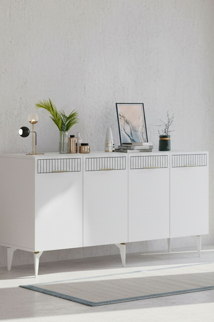Consola, Hanah Home, Batum 150, 150x79x32 cm, Alb/Auriu — imaginea 3