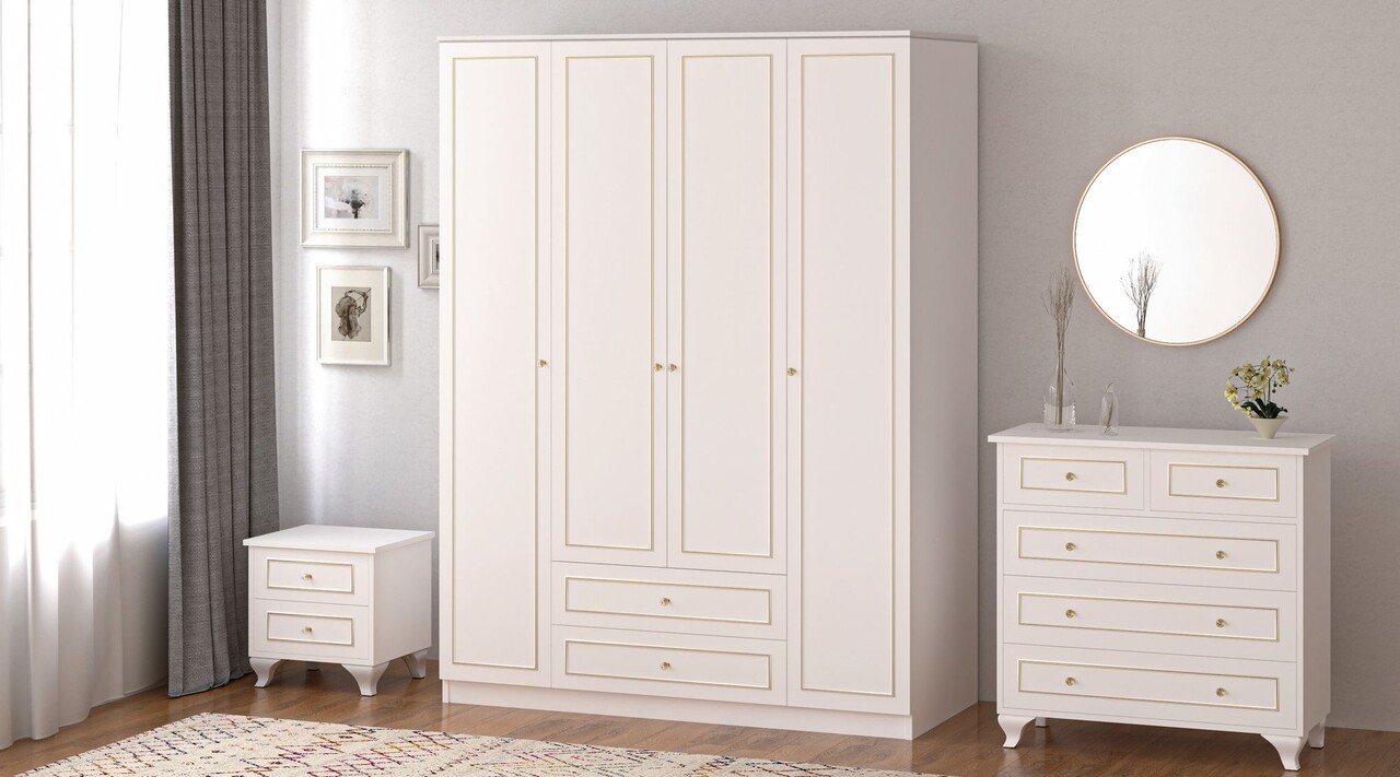 Set dormitor pentru copii, Rabi, Rb-081, Alb mat - 1 | YEO