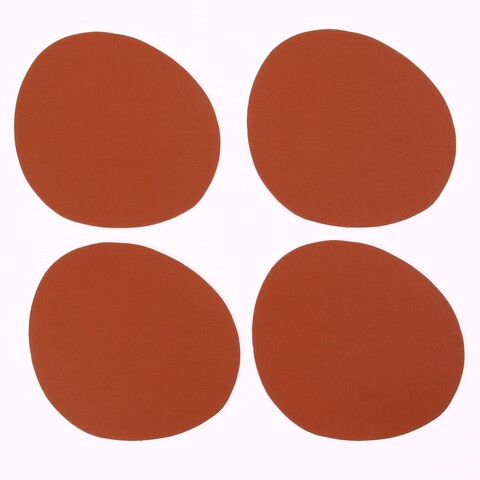 Set 4 suporturi pahare, Ruca, 12 x 11 cm, piele ecologica, maro