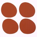 Set 4 suporturi pahare, Ruca, 12 x 11 cm, piele ecologica, maro