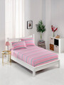 Set de pat pentru o persoana (cearceaf cu elastic si perna) 2 piese, Kokteyl - Pink, EnLora Home, 65% bumbac/35% poliester