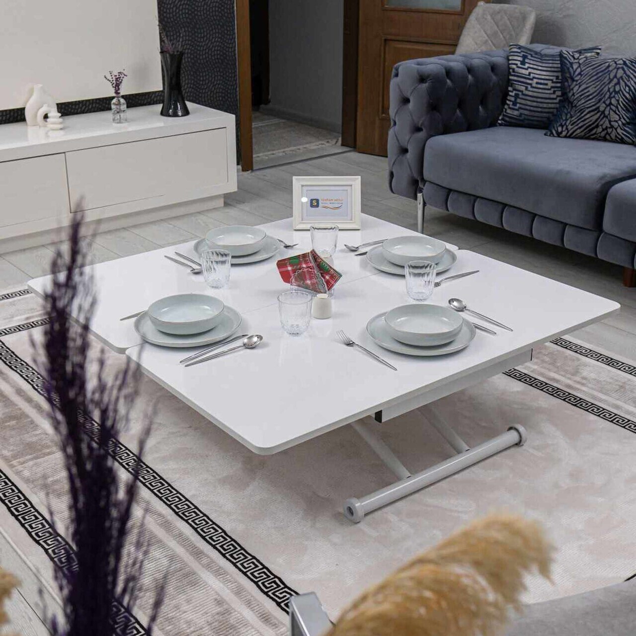 Masuta de cafea, Hanah Home, Juppo Ext, MDF, Alb — imaginea 4