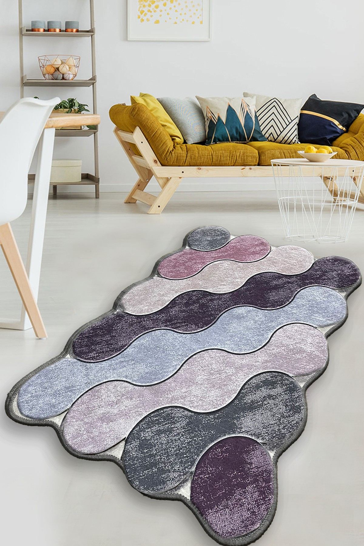 Covor, Circle, 100x160 cm, Mov / Liliac / Antracit