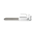 Set organizator chiuveta si dozator sapun 4 piese, Brabantia, SinkStyle Mineral, 75x13x15 cm, plastic/inox, alb