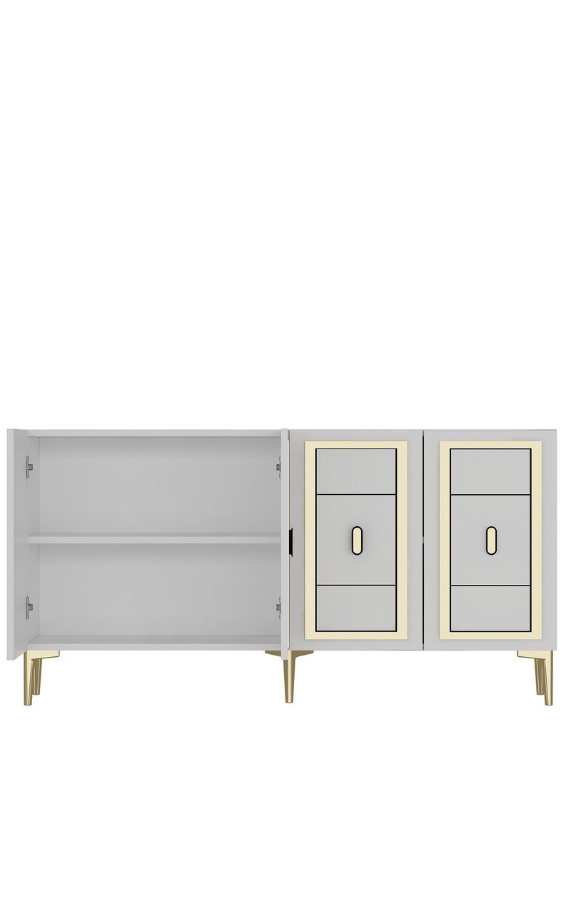 Consola, Hanah Home, Orion, 150x75x35 cm, PAL , Alb/Auriu - view 6