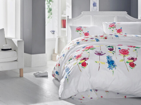 Lenjerie de pat dubla super king (eu) (it), spring - fuchsia, cotton box, bumbac ranforce