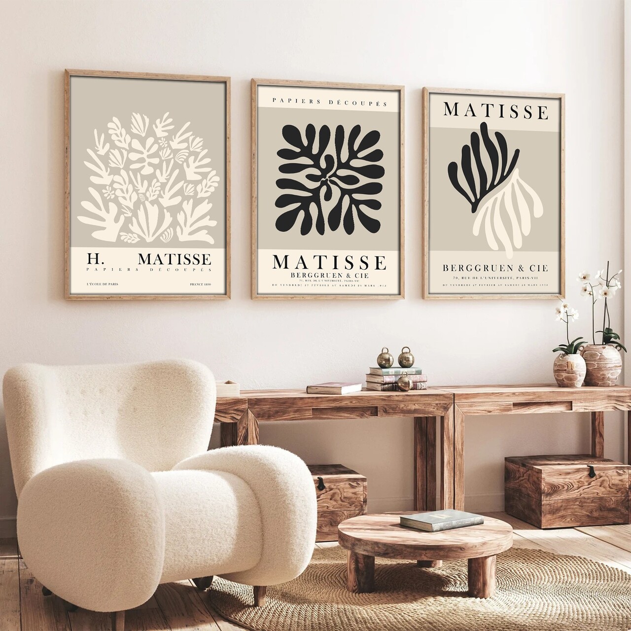 Set 3 tablouri decorative Huhu257 Cadru: 100% LEMN MASIV (Grosime: 2 cm) Multicolor