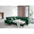 Coltar extensibil stanga 4 locuri ELTAP, LT-35LO, Noble, 255x201x100 cm, lemn/poliester, verde inchis