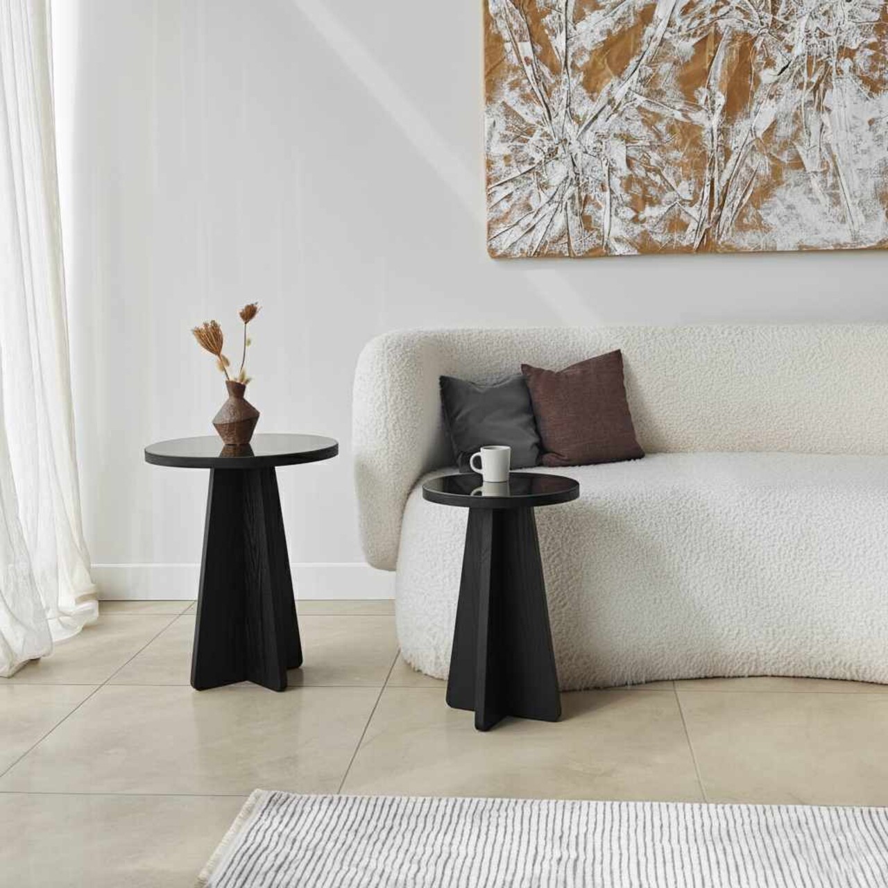 Set masute 2 piese, Hanah Home, Luna, PAL, Negru/Bronz - imagine 3